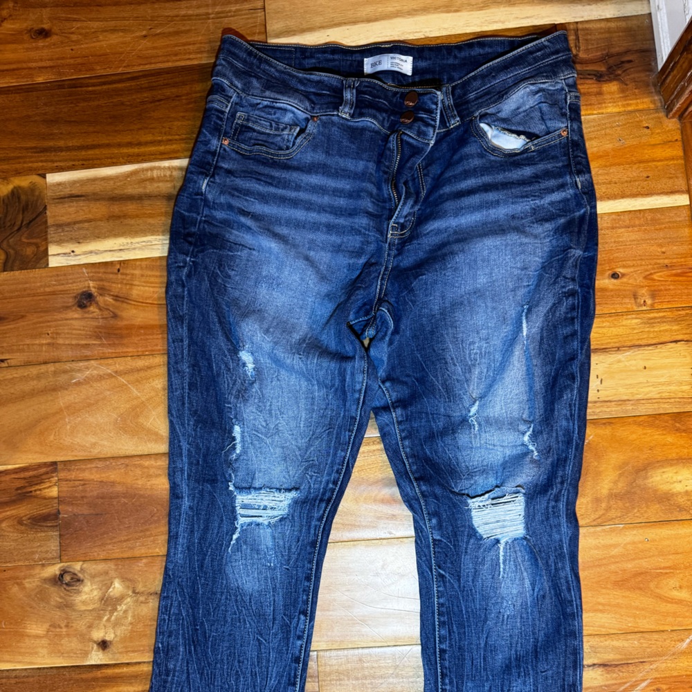 BKE Women's Skinny Distressed Blue Jeans